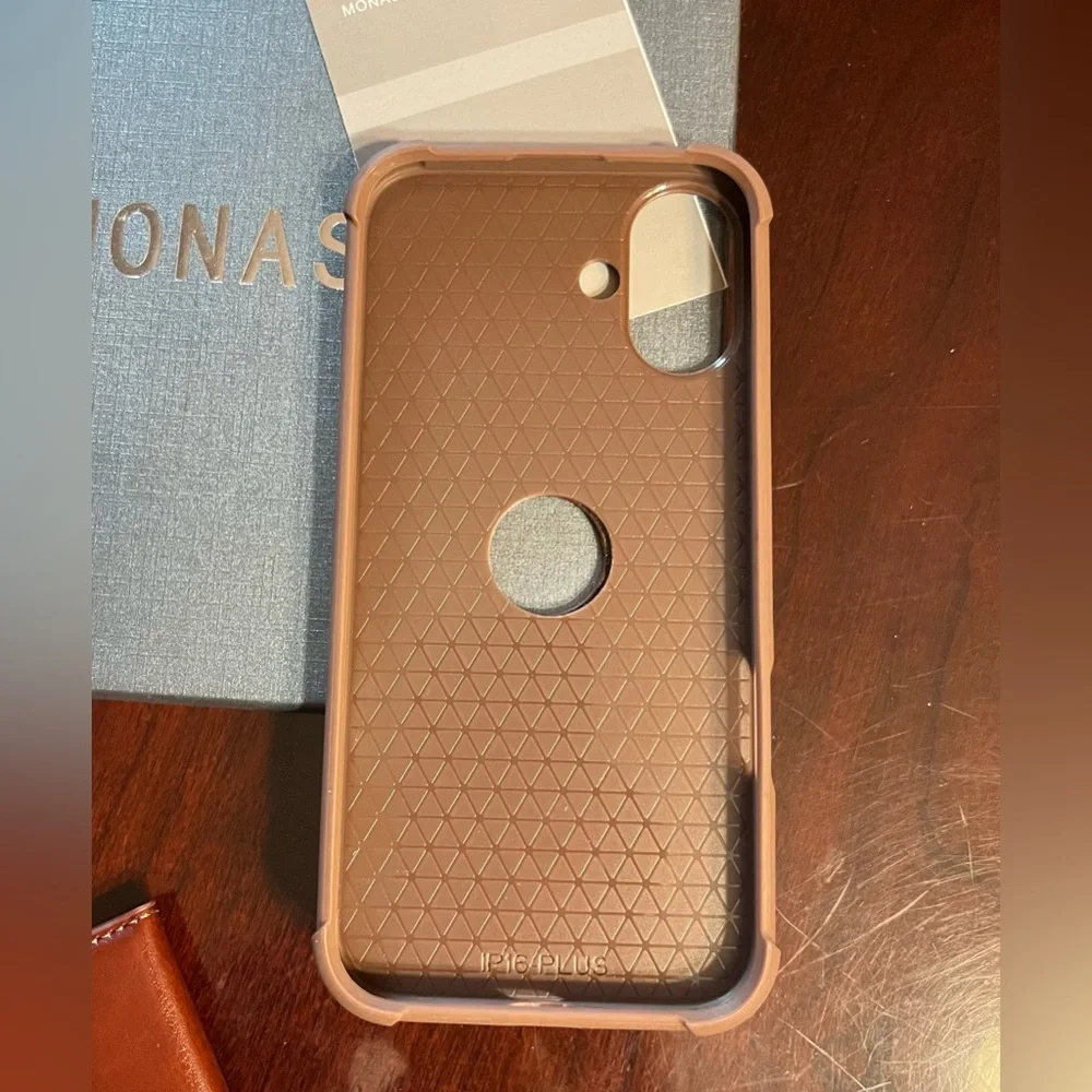Monasay Brown Leather iPhone 16 case screen protector magnetic wallet